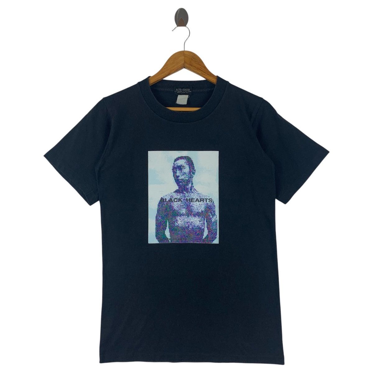 Japanese Brand × Vintage Vintage ALTO & BASSO Black hearts printed tee shirt Size US S / EU 44-46 / 1 - 1 Thumbnail
