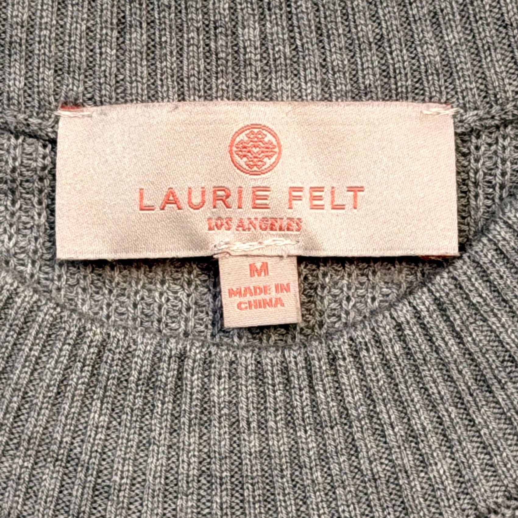 Vintage Laurie Felt Sweater Womens Medium Gray Mock Neck Tunic Long Bell Sleeve Knit Size M / US 6-8 / IT 42-44 - 4 Thumbnail