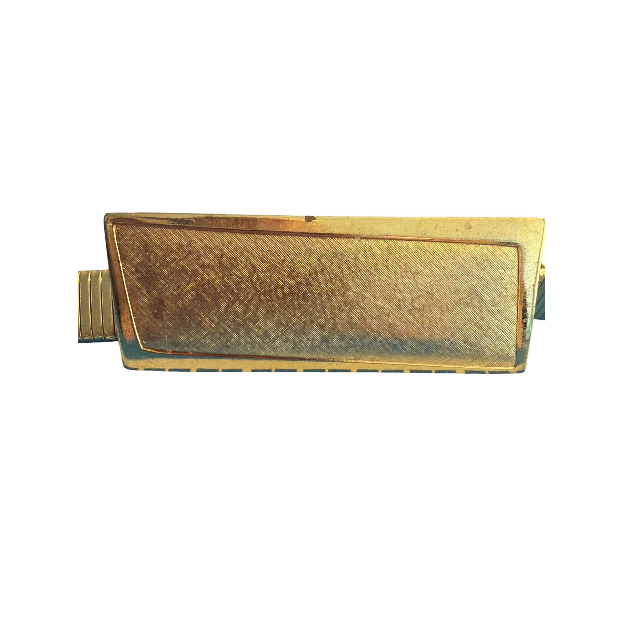 Other Vintage Gold Tone Metal Stretch Belt Rectangular Textured Bu Size ONE SIZE - 2 Thumbnail