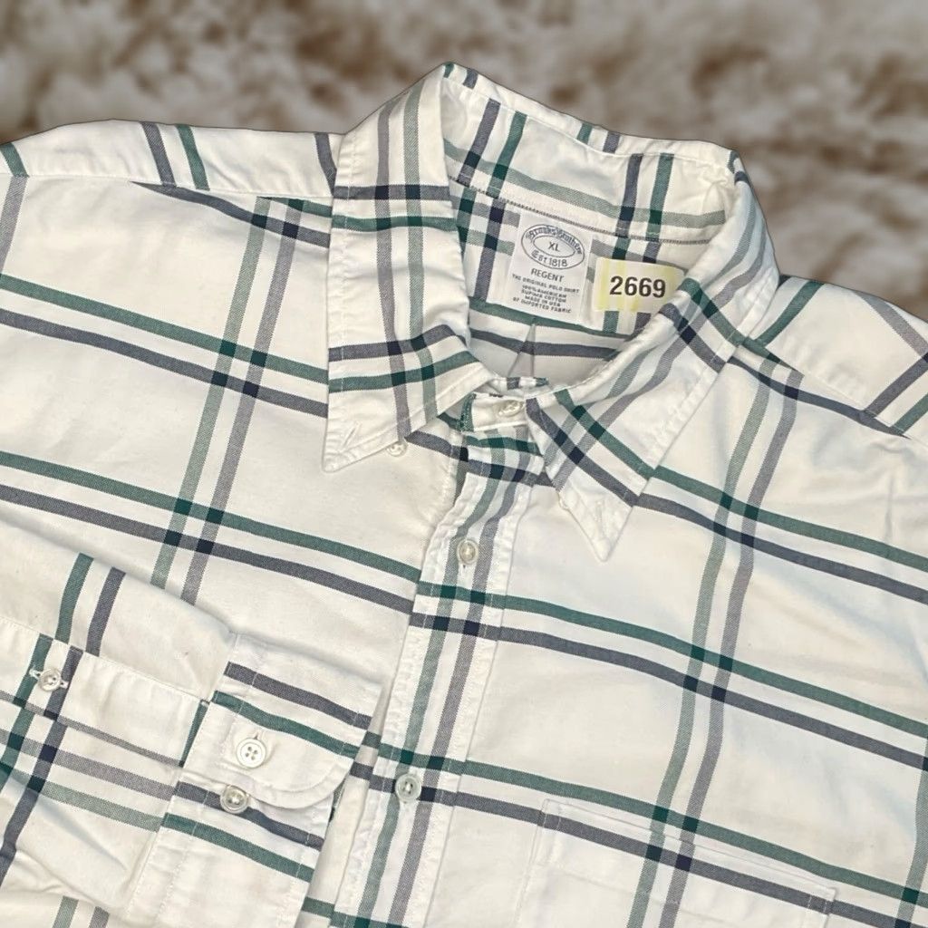 Brooks Brothers 1818 Regent Fit White Lightweight Flannel Button Down Shirt XL