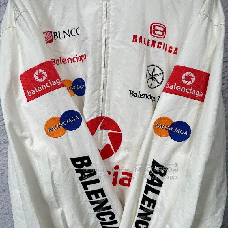 Balenciaga Balenciaga White Racing Logo Embroidered Zipper Jacket Size US S / EU 44-46 / 1 - 3 Thumbnail