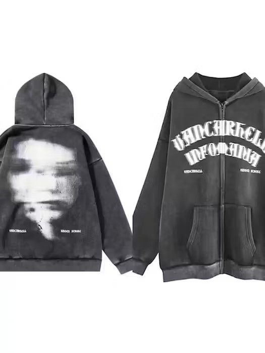 Japanese Brand Graphic Retro Full Zip Gray Hoodie Size US L / EU 52-54 / 3 - 4 Thumbnail