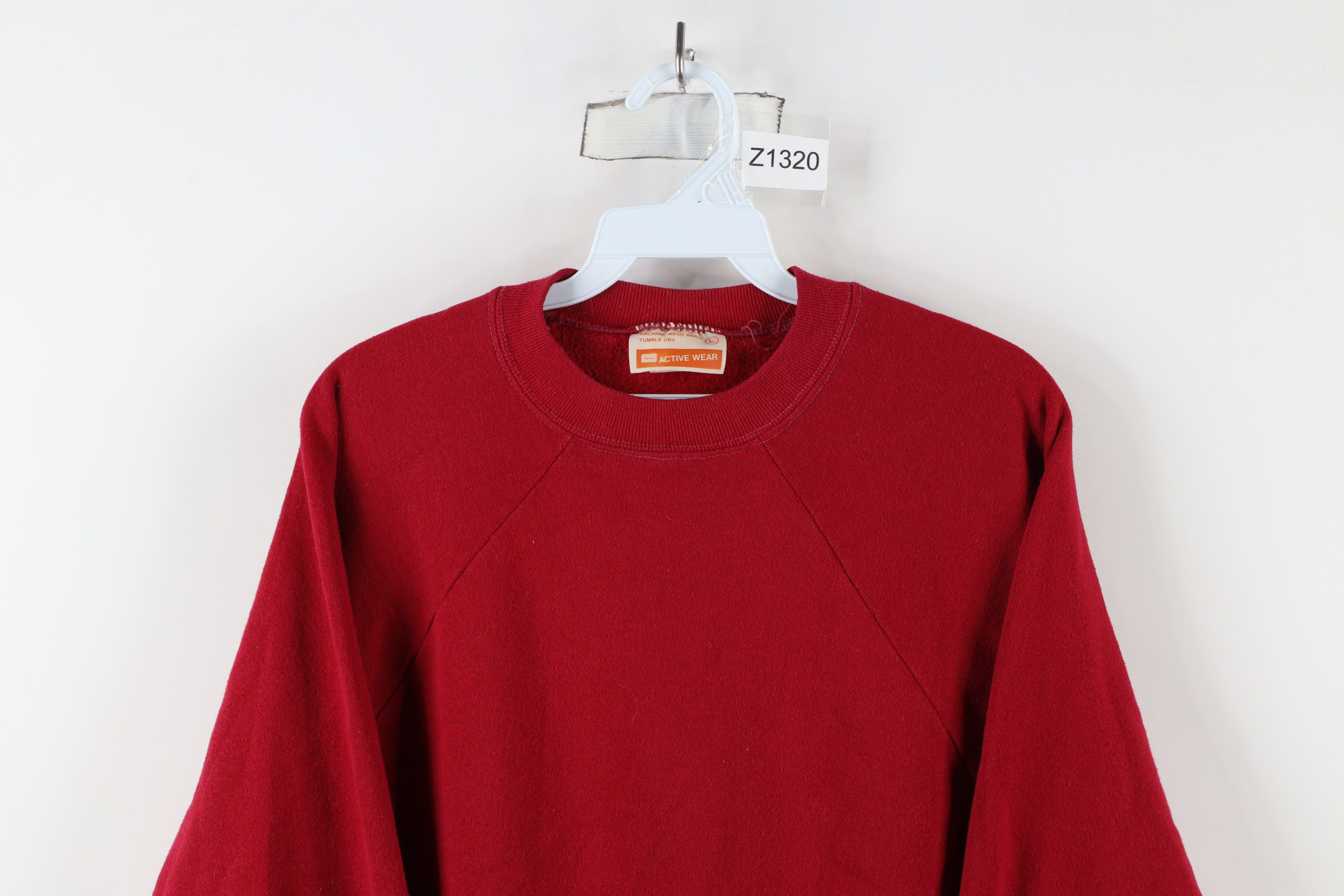 Vintage Vintage 70s Streetwear Blank Crewneck Sweatshirt Red USA Size L / US 10 / IT 46 - 2 Thumbnail