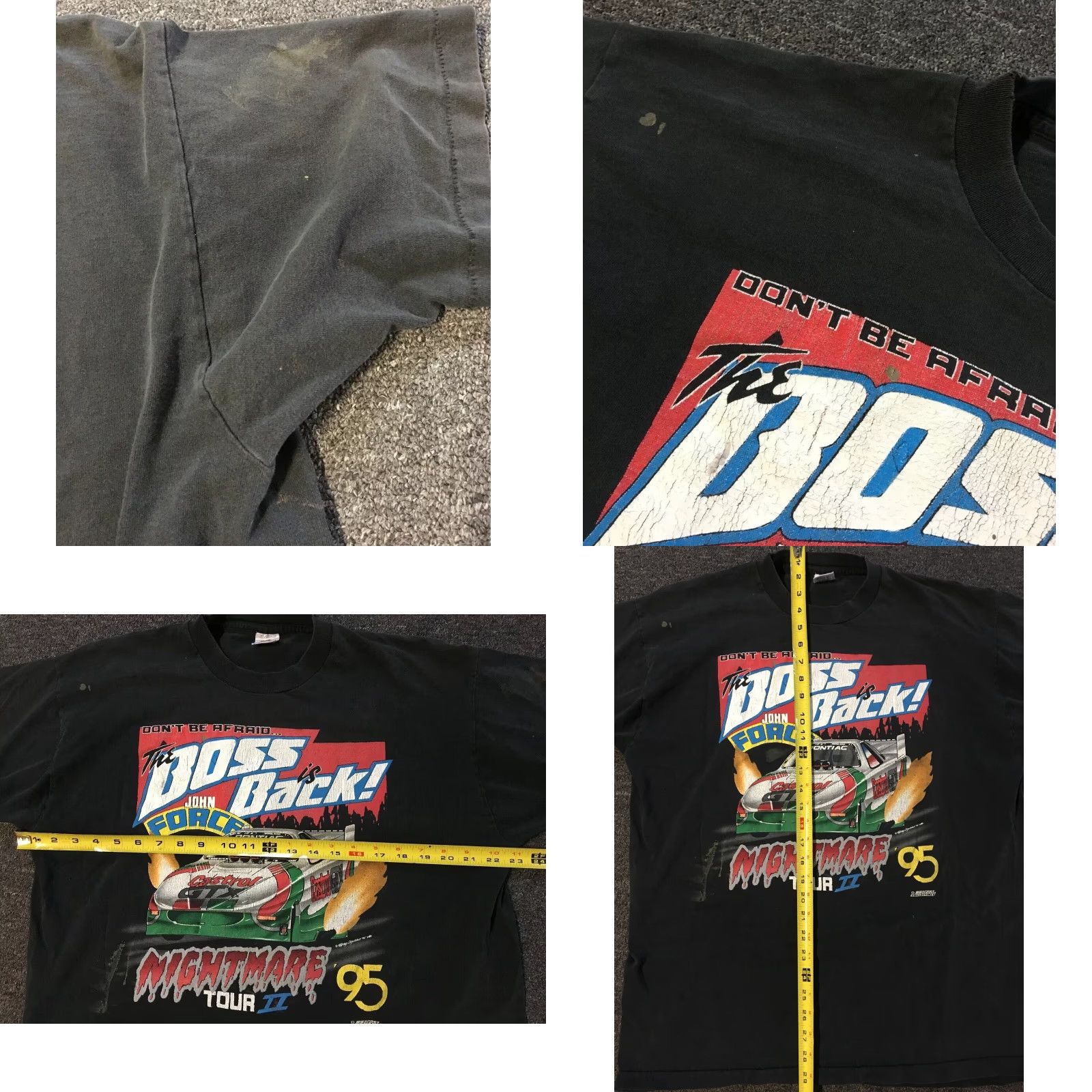 Fruit Of The Loom Vtg 90s John Force Boss Is Back Shirt XL Black USA NASCAR Grunge Distress Short Sleeve Men T-Shirt Size US XL / EU 56 / 4 - 8 Thumbnail