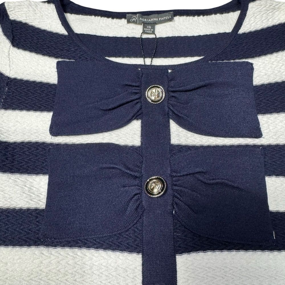 Adrianna Papell NWT New $109 Adrianna Papell Contrast Tipped Bow Sweater Si Size XS / US 0-2 / IT 36-38 - 4 Thumbnail