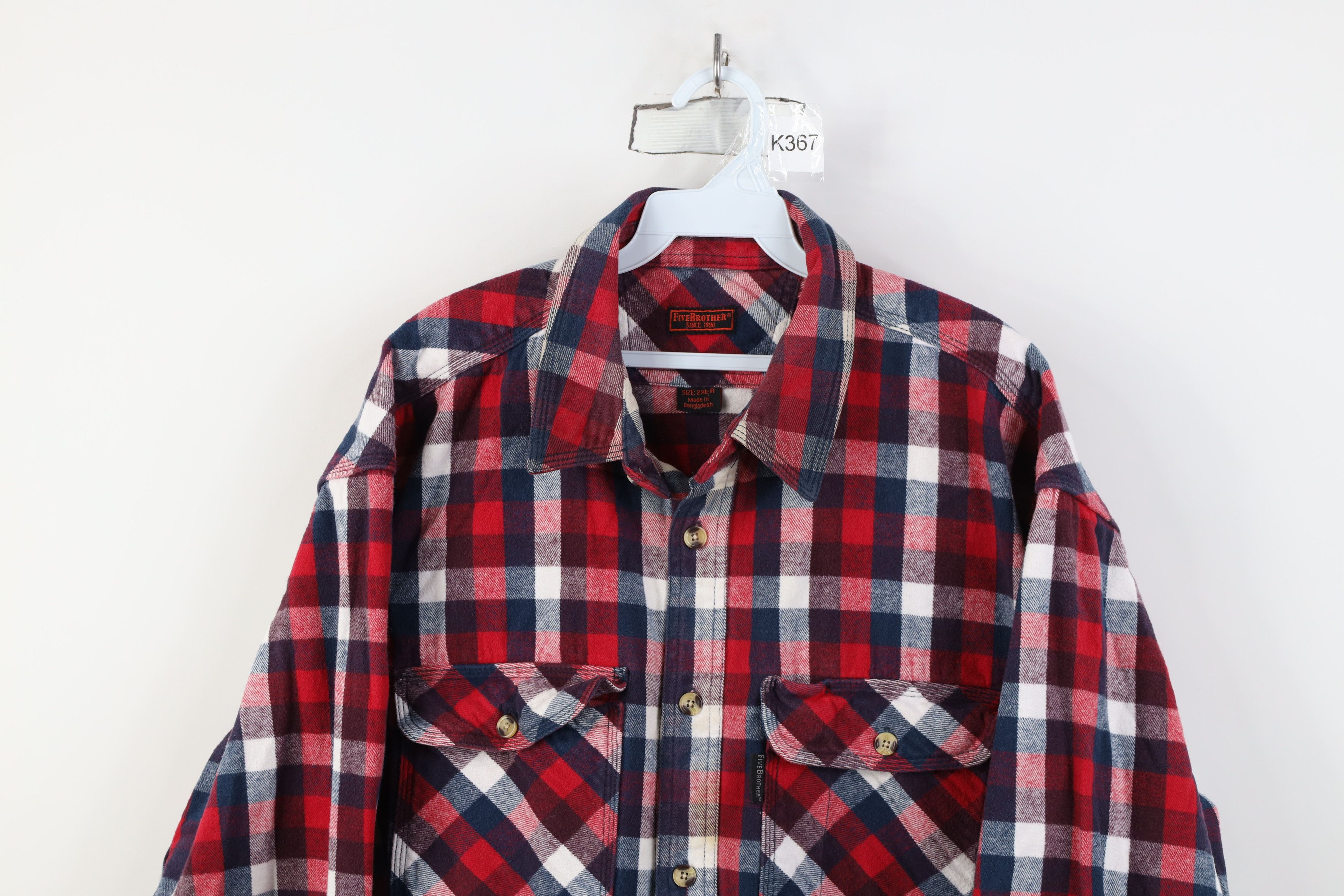 FiveBrother Vintage 90s Five Brother Flannel Button Shirt Plaid Size US XXL / EU 58 / 5 - 2 Thumbnail