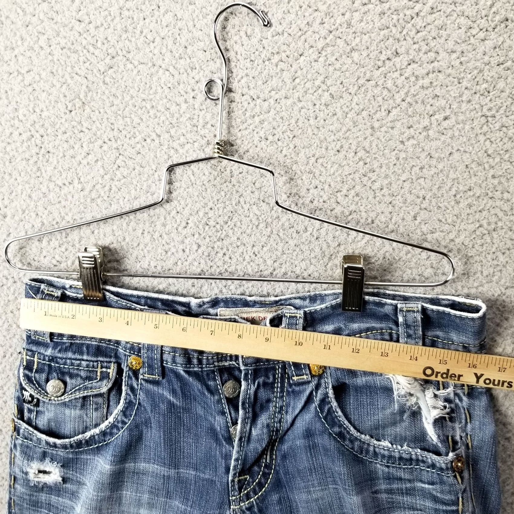 Vintage MEK Jeans Seattle 30X34 Flare Leg Wide Leg Button Fly Distressed Whiskers Flap Jeans Womens 30 Blue Denim Distressed Wide-Leg Flare Size 30" / US 8 / IT 44 - 4 Thumbnail