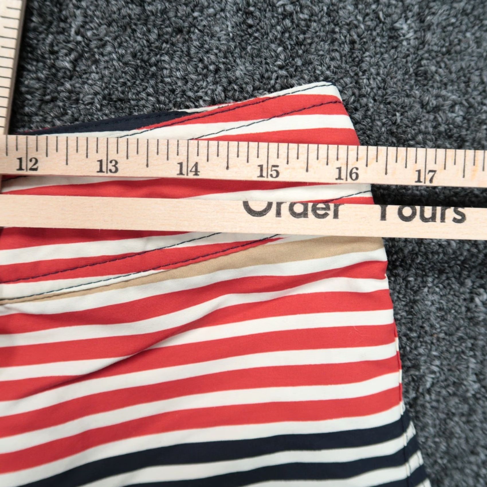 Patagonia Patagonia Board Shorts Mens 31 Blue Red Tan Striped Wavefarer Zip Pocket Swim Bottoms Size US 31 - 7 Thumbnail