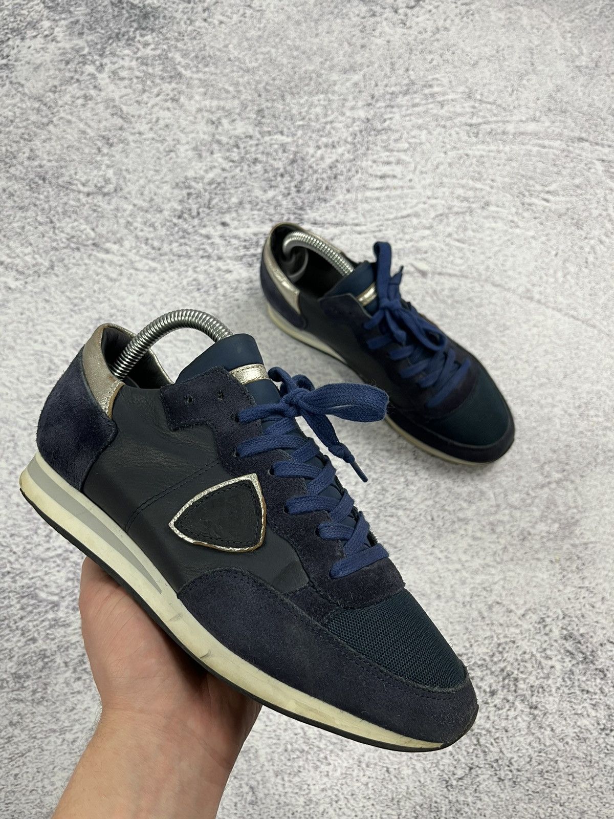 Designer × Philippe Model Philippe Model sneakers spry blue silver 38 luxury Size US 7.5 / IT 37.5 - 1 Thumbnail
