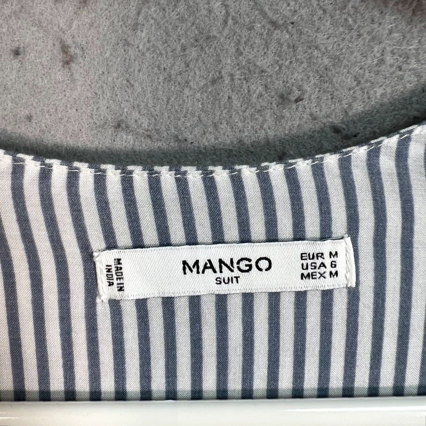 Mango Mango Blue & White Stripe Long Sleeve Blouse Medium Ruffle Details & Tie Cuff Size M / US 6-8 / IT 42-44 - 3 Thumbnail