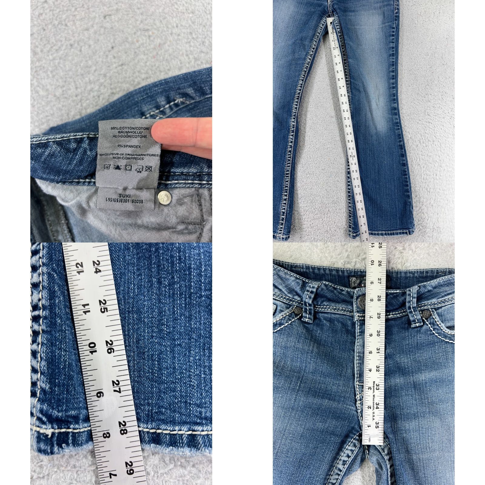 Silver Jeans Co. Silver Jeans Pants Womens 31 Blue Denim Suki Bootcut Low Rise 29x28 Embroidered Size 24" / US 00 / IT 34 - 8 Thumbnail