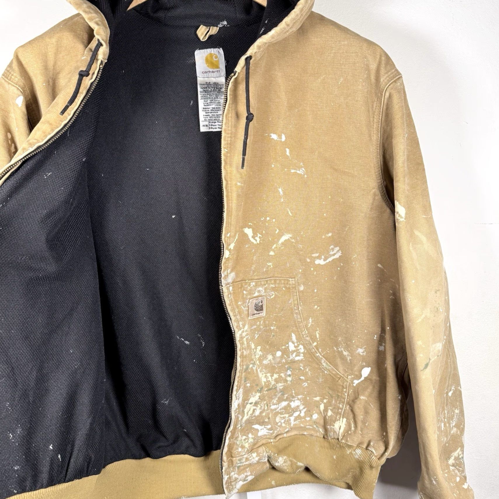 Carhartt VINTAGE Carhartt Hoodie Jacket Mens XL Distressed Paint Splatter J160 CML Size US XL / EU 56 / 4 - 4 Thumbnail
