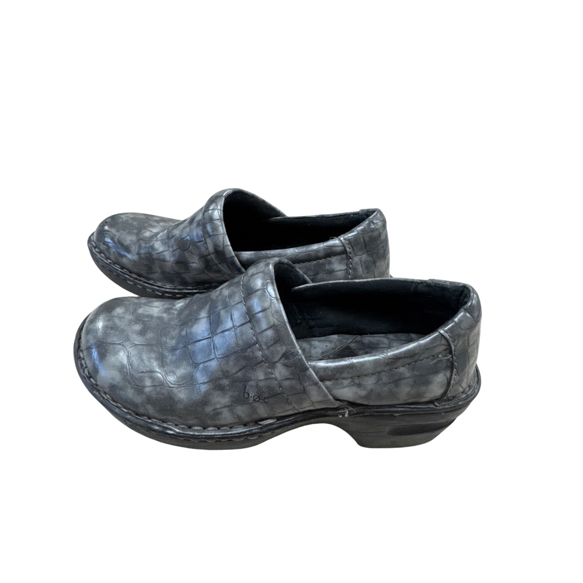 Boc B.O.C Womens Gray Croc-Embossed Clogs Mules Size 7 SKU 7182 Size US 7 / IT 37 - 3 Thumbnail