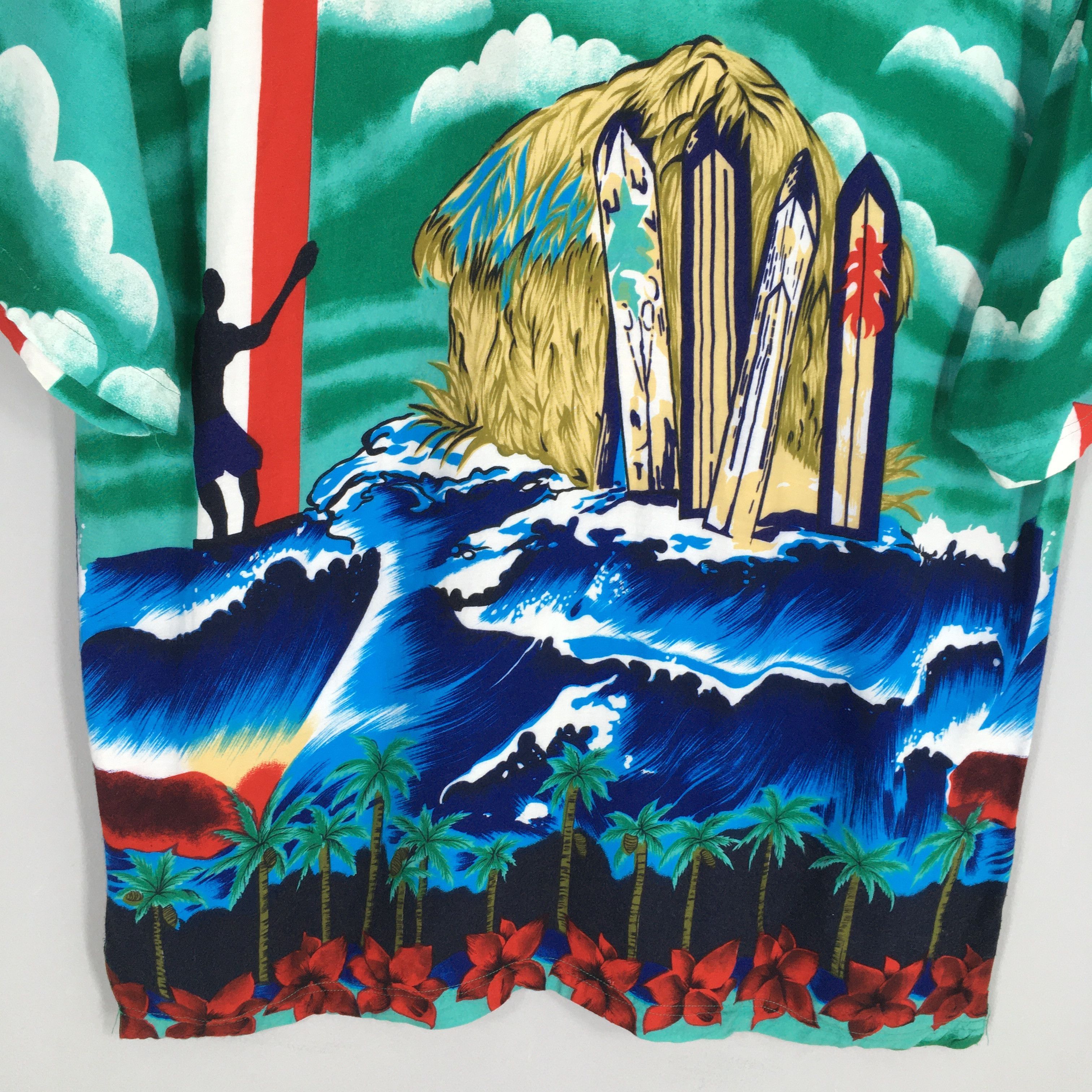 Vintage Vintage Hawaiian Surfing Beach Tropical Rayon Shirt Large Size US L / EU 52-54 / 3 - 8 Thumbnail