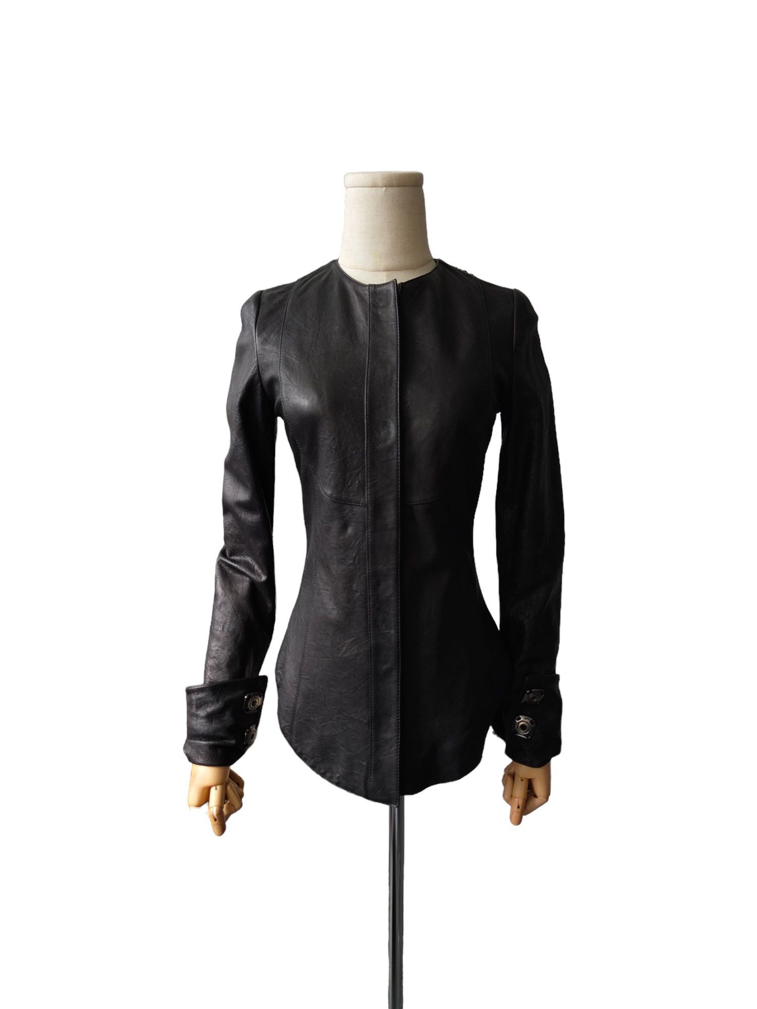 Thomas Wylde Thomas Wylde Black Round Neck Lamb Leather Jacket Size M / US 6-8 / IT 42-44 - 4 Thumbnail