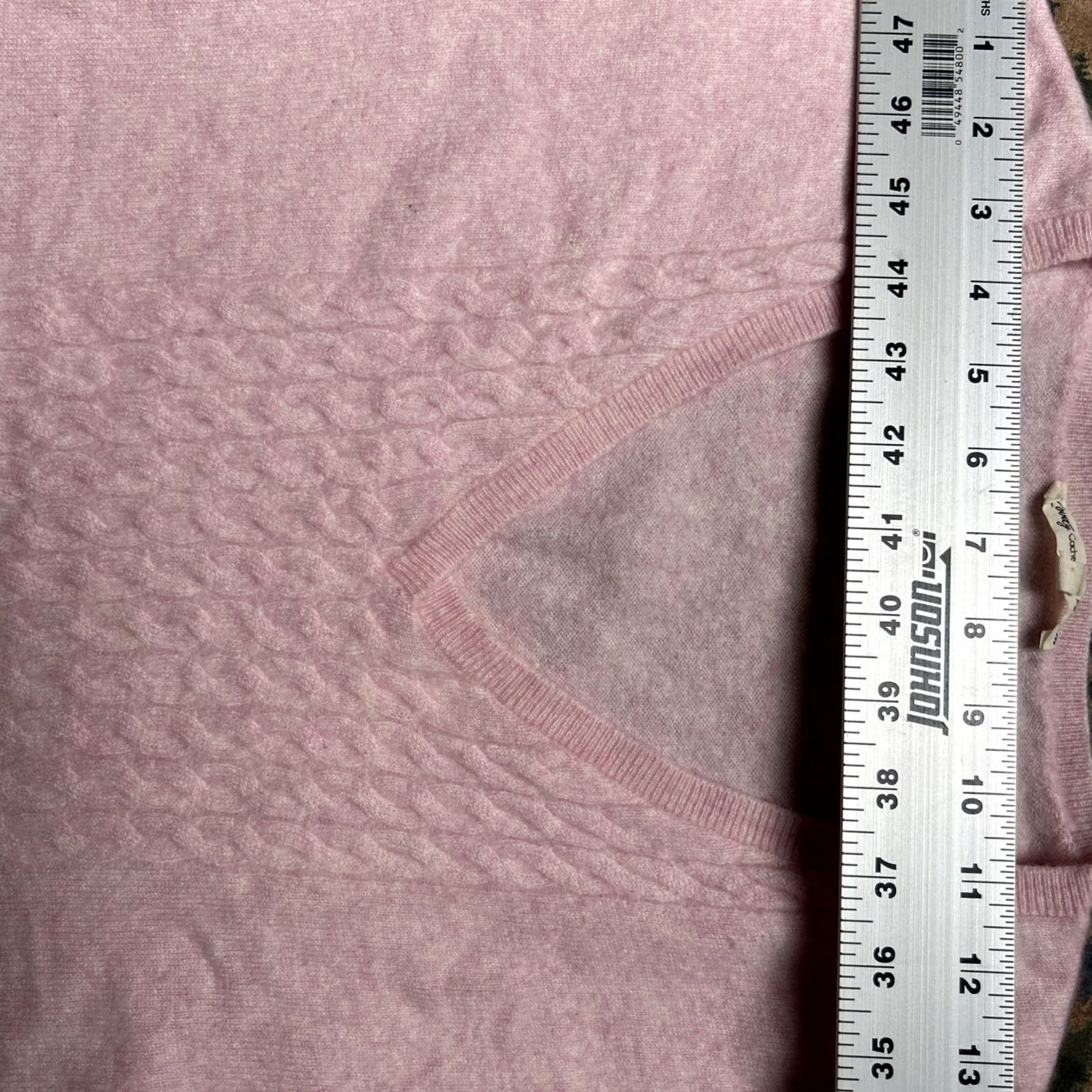 Vintage Etam Lovely Cashmere Cable Knit Pink V-Neck Sweater Womens XS Pullover Cozy Size XS / US 0-2 / IT 36-38 - 6 Thumbnail