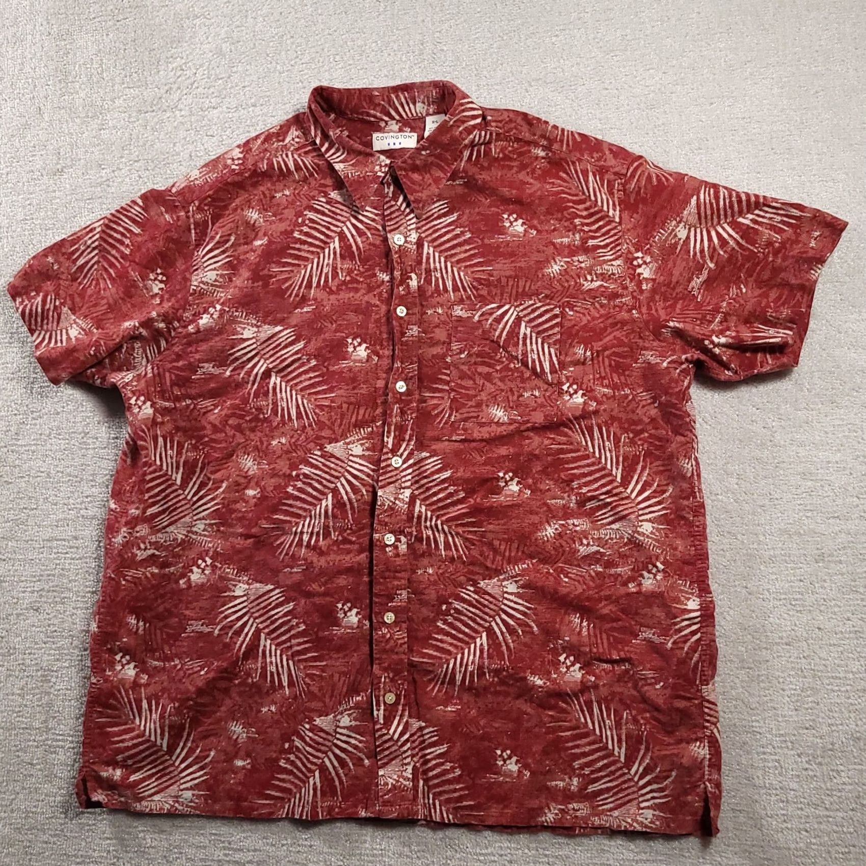 Vintage VINTAGE Covington Men's Hawaiian Shirt XL Red Floral Linen Blend Short Sleeve Size US XL / EU 56 / 4 - 2 Thumbnail