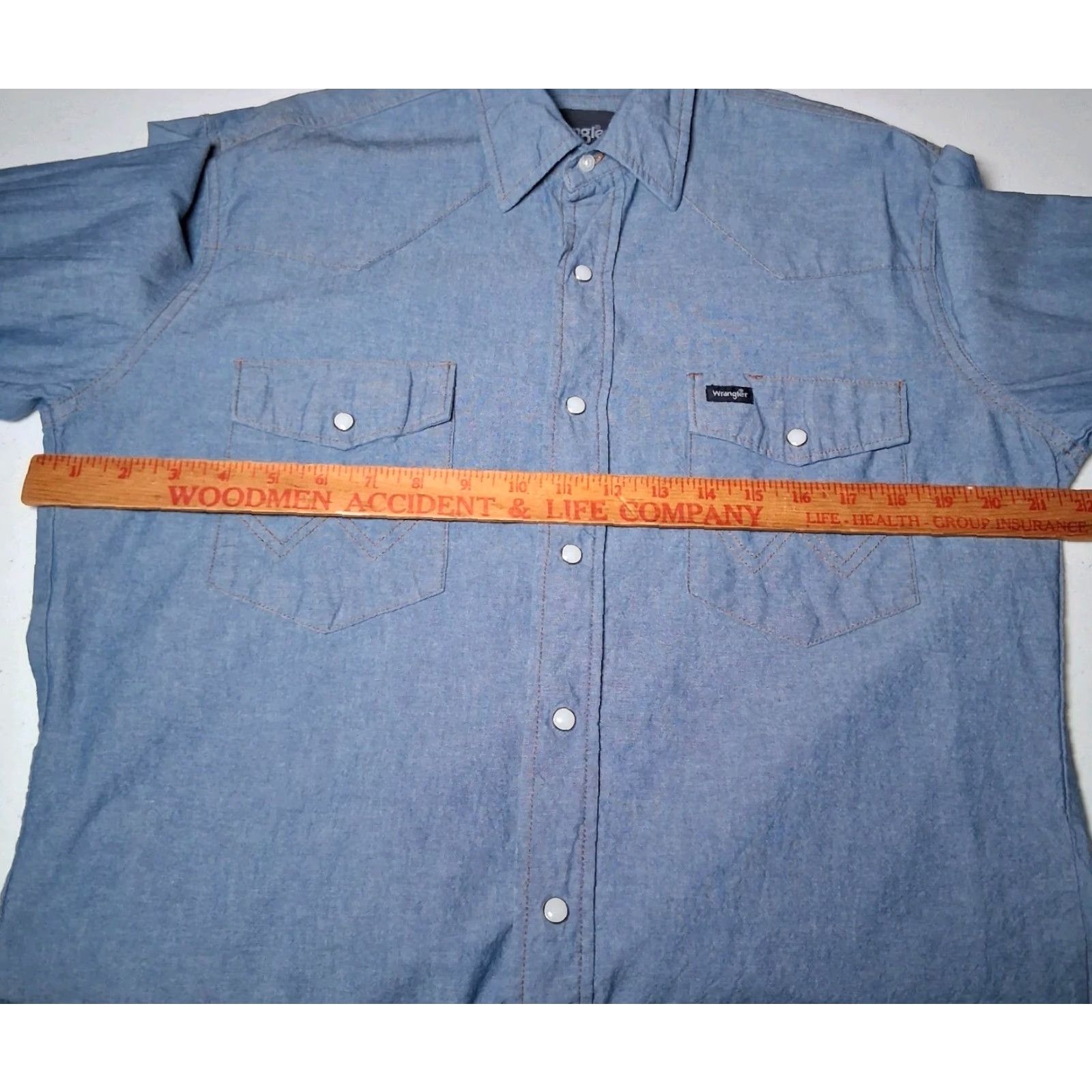 Wrangler Wrangler Pearl Snap Shirt Men M Blue Chambray Western Wear Button-Up Shirt Size US M / EU 48-50 / 2 - 6 Thumbnail