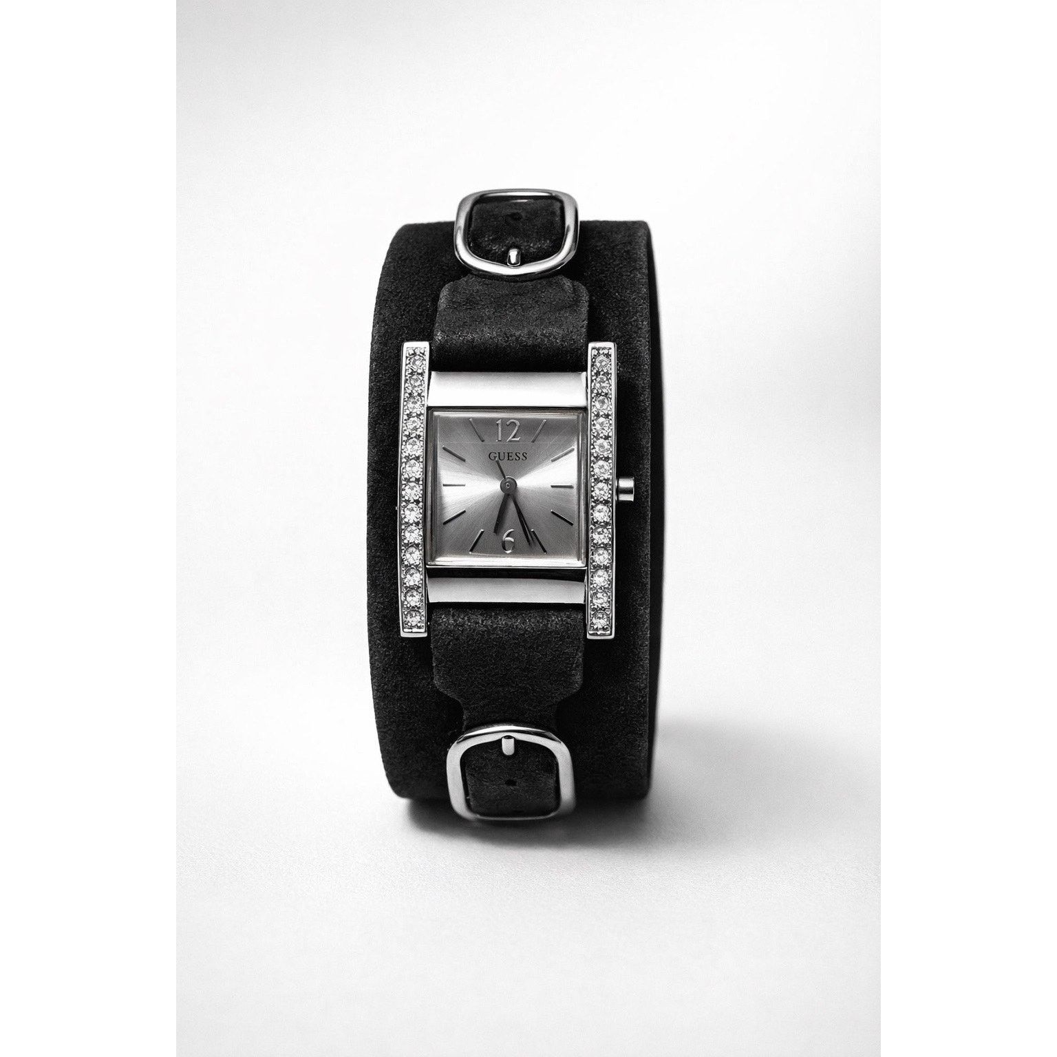 Guess GUESS Black Leather Wrap Watch G66222L Suede Strap Crystal Size ONE SIZE - 1 Thumbnail