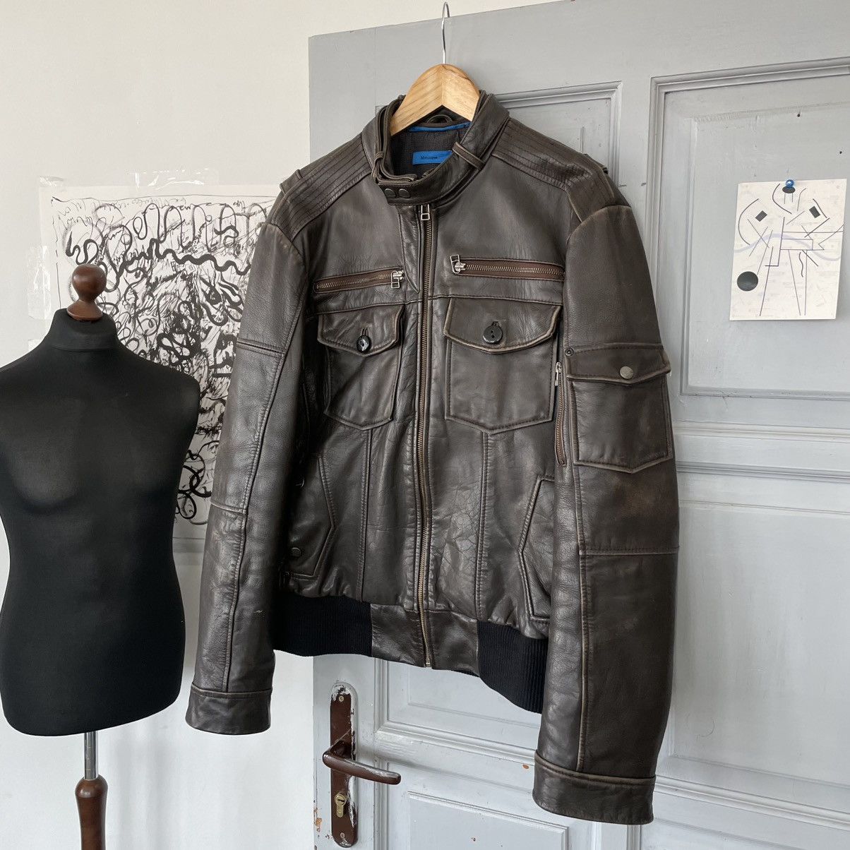 Vintage Vintage Avantgarde Cargo Leather Jacket sz M Size US M / EU 48-50 / 2 - 1 Thumbnail