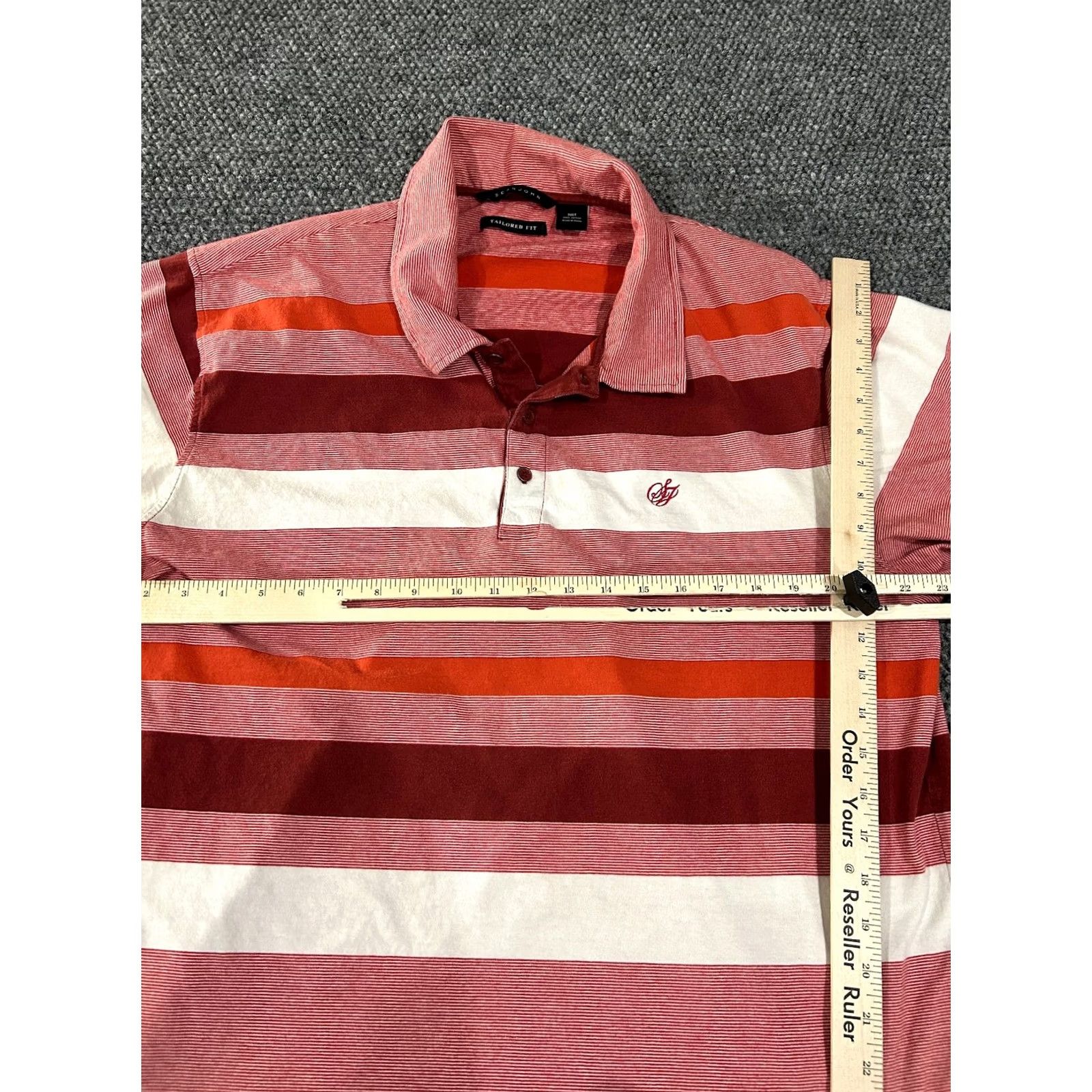 Sean John Sean John polo shirt Mens 3XL orange white red striped knit cotton Button Logo Casual Summer Spring Golf Mens Size US XXL / EU 58 / 5 - 5 Thumbnail