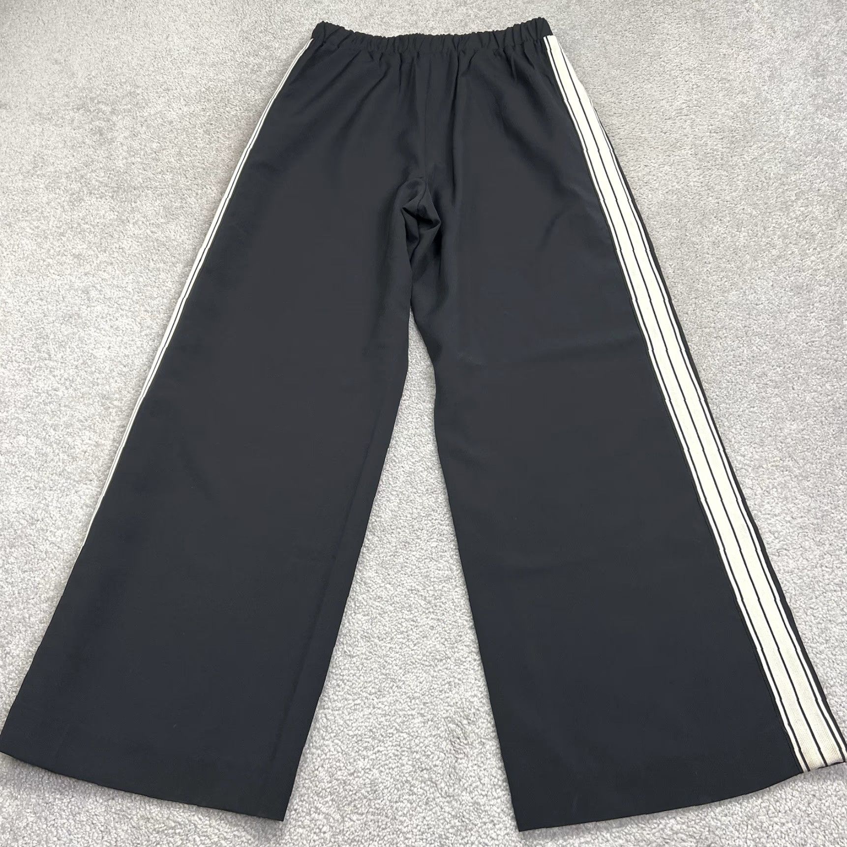 Vintage Bishop + Young Black White Stripe Pull On Wide Leg Tuxedo Trouser Pant Large Careerwear Office Pants Size 36" / US 14 / IT 50 - 7 Thumbnail