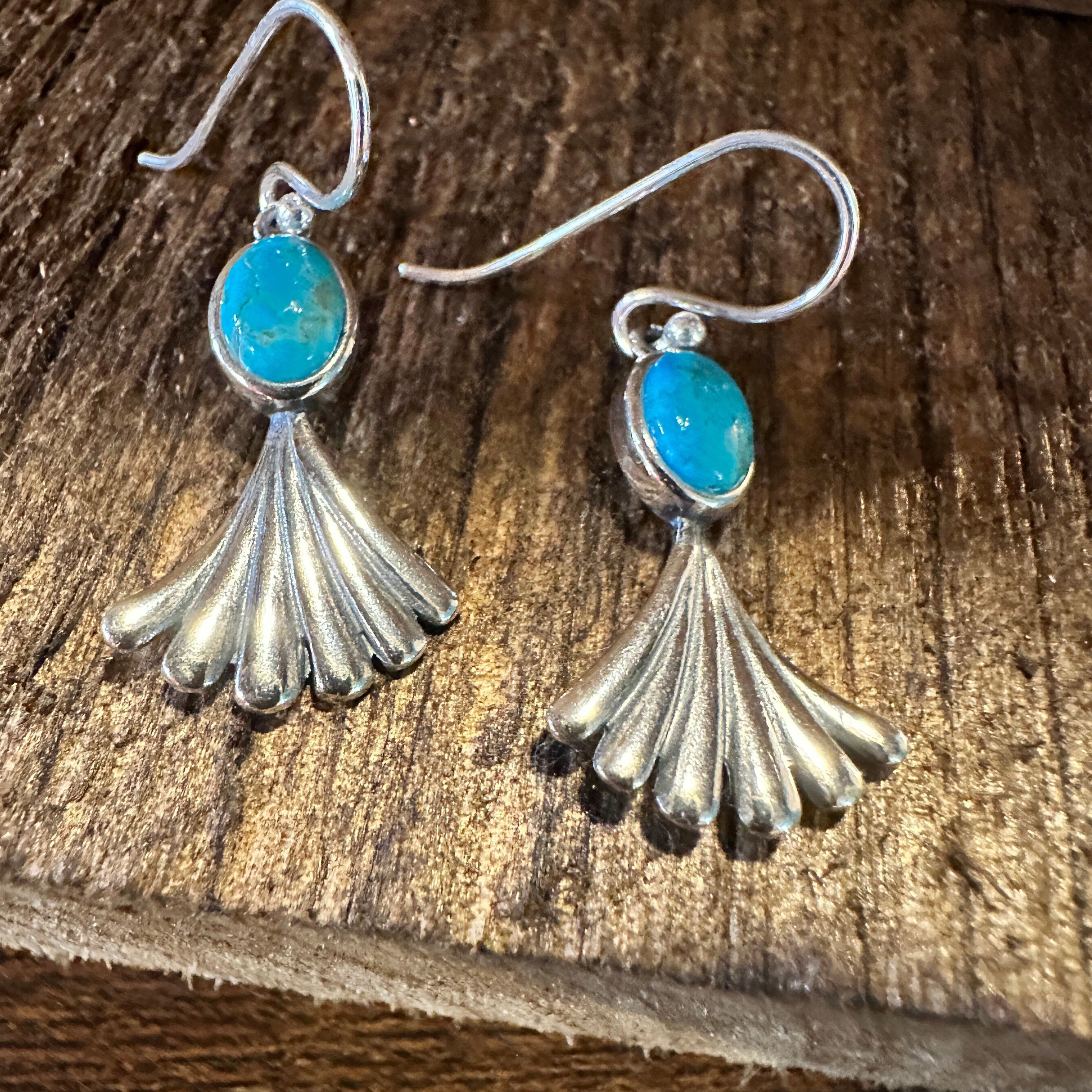 Other Navajo Prayer Turquoise Dangle Earrings in Sterling Silver, Size ONE SIZE - 4 Thumbnail
