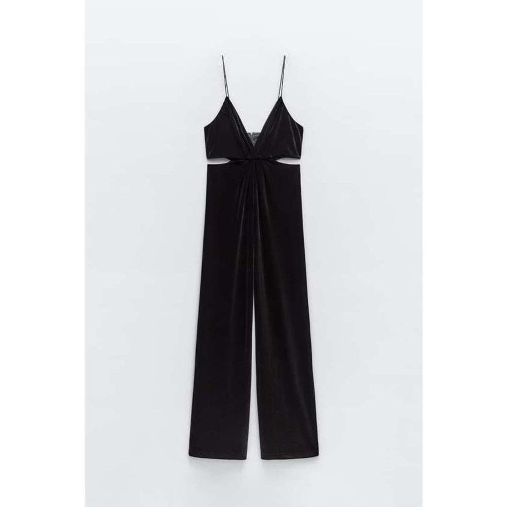 Zara 🖤 Zara Rhinestone Strap Velvet Jumpsuit Size L / US 10 / IT 46 - 5 Thumbnail