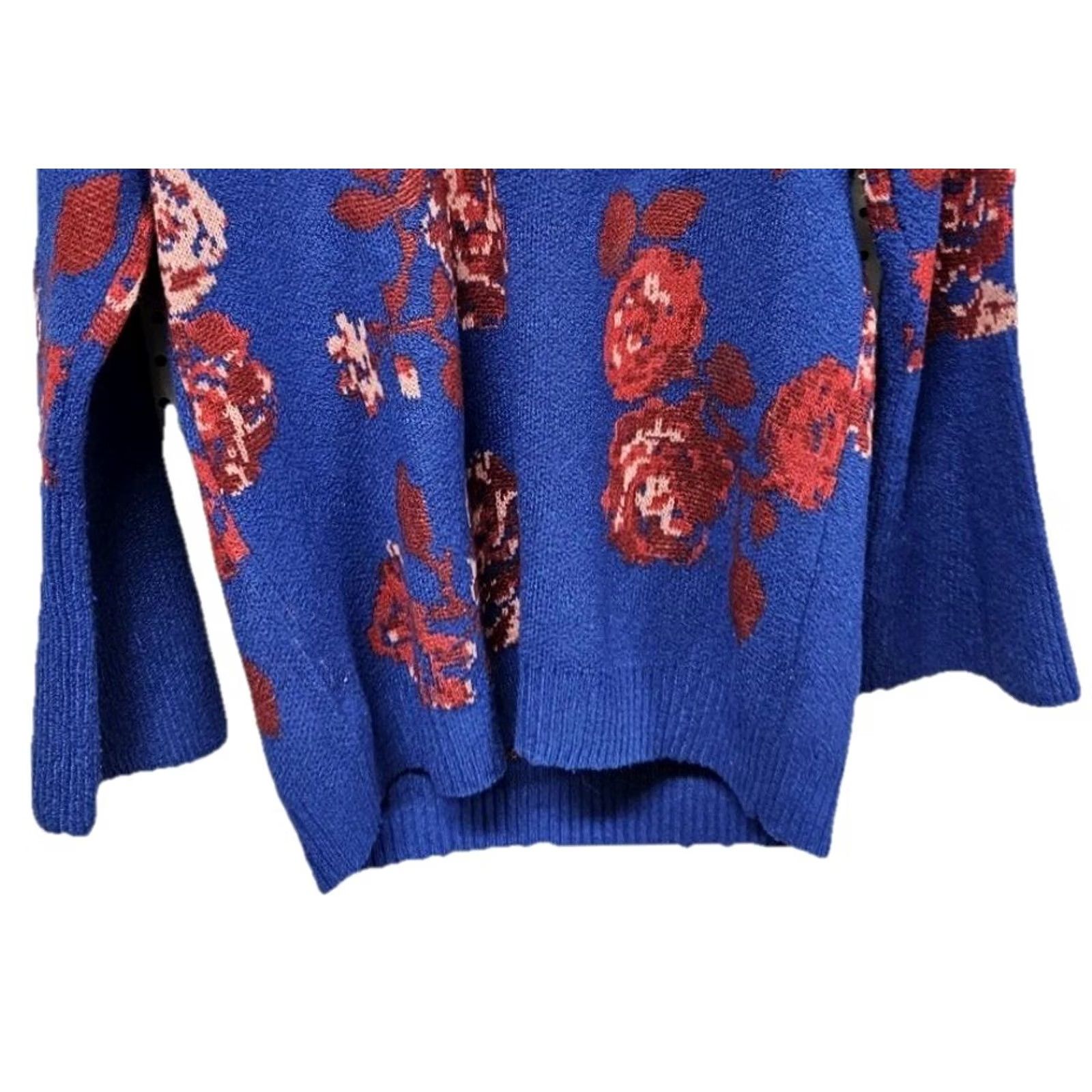 Vintage Pioneer Woman Floral Cowl Neck Tunic Sweater Red M Women's Long Sleeve Knit Bell Sleeve Rose Size M / US 6-8 / IT 42-44 - 6 Thumbnail