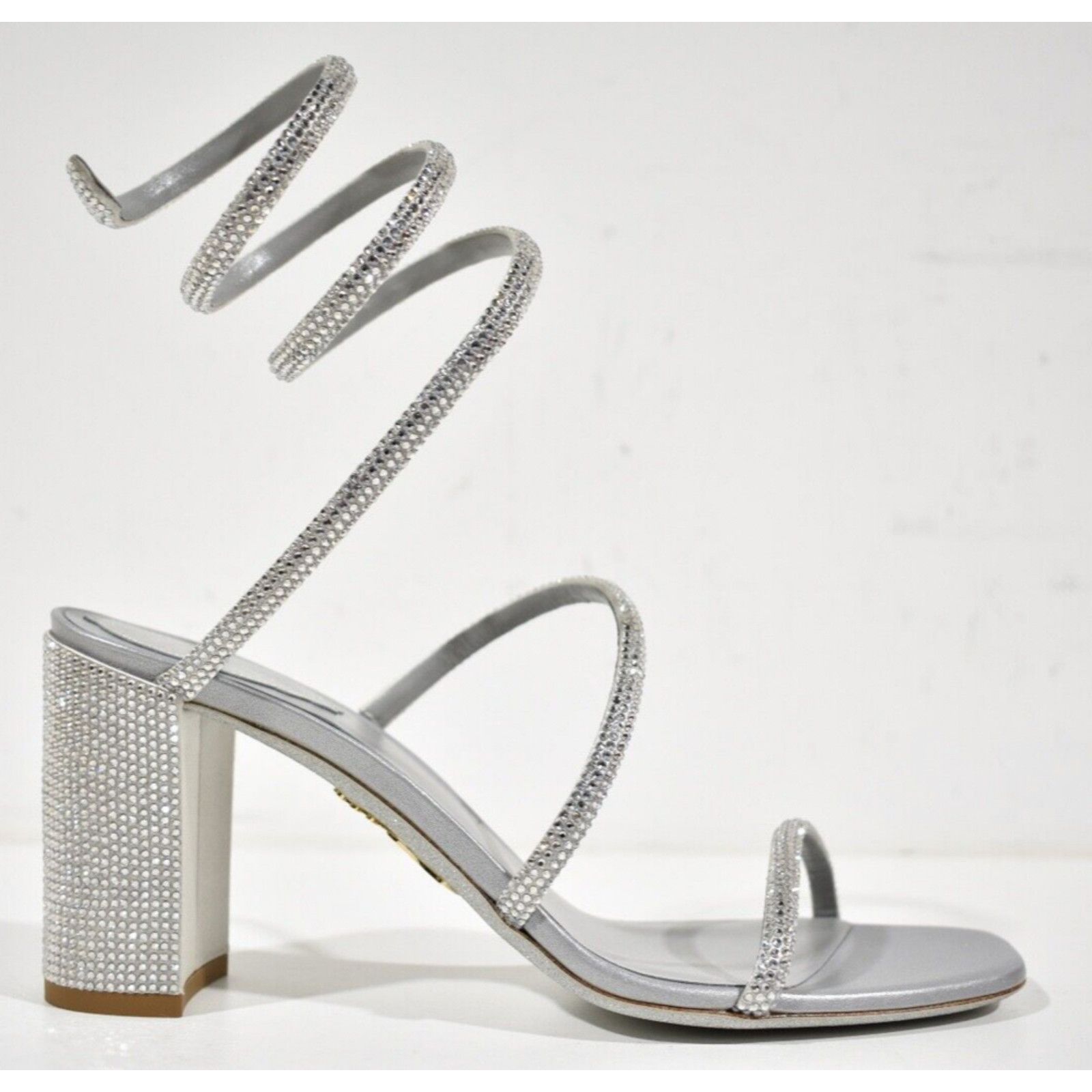Rene Caovilla Cleo Crystal Wrap Strap Sandal Block Heel Pump 36 Size US 6 / IT 36 - 2 Thumbnail