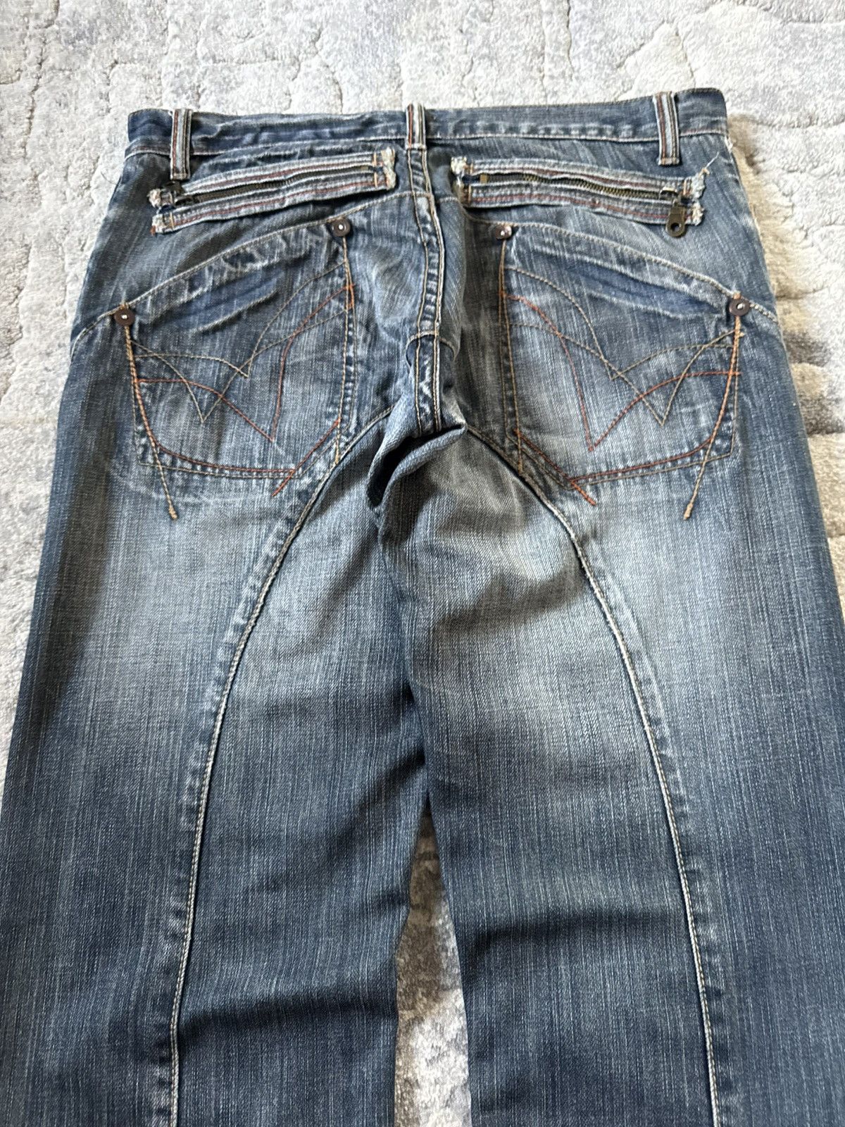 If Six Was Nine Ikka Japan Paneled Cut & Sew Claw Mark Fade Wash Jeans Size US 32 / EU 48 - 5 Thumbnail