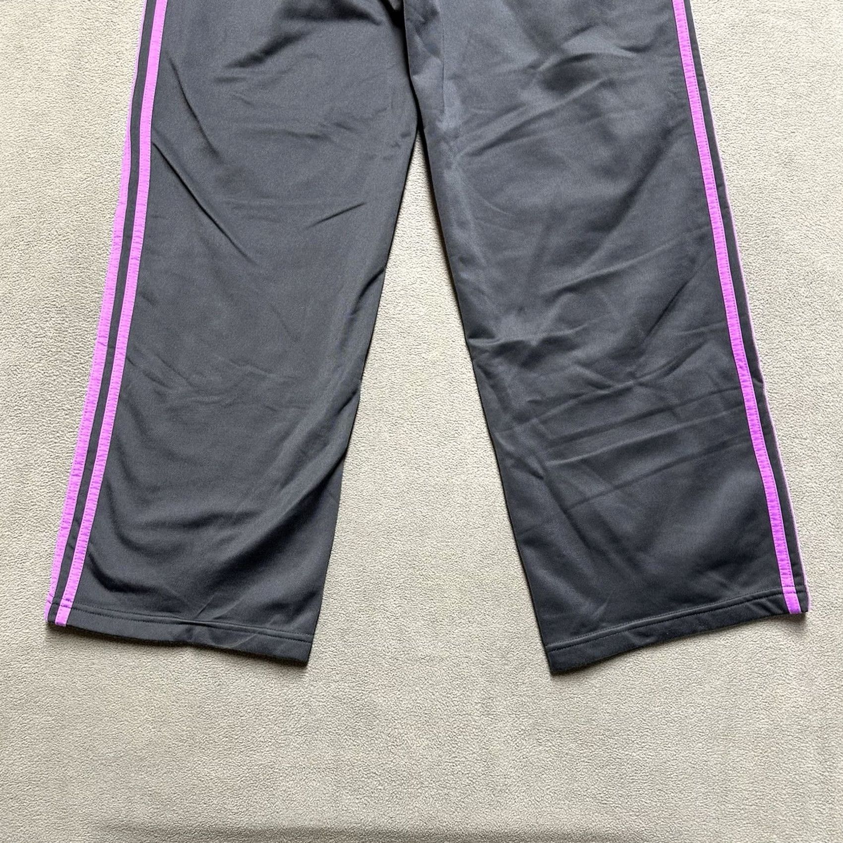 Adidas adidas Sweatpants Mens Medium Gray Purple 3 Stripe Track Warm Ups Active Size US 31 - 6 Thumbnail