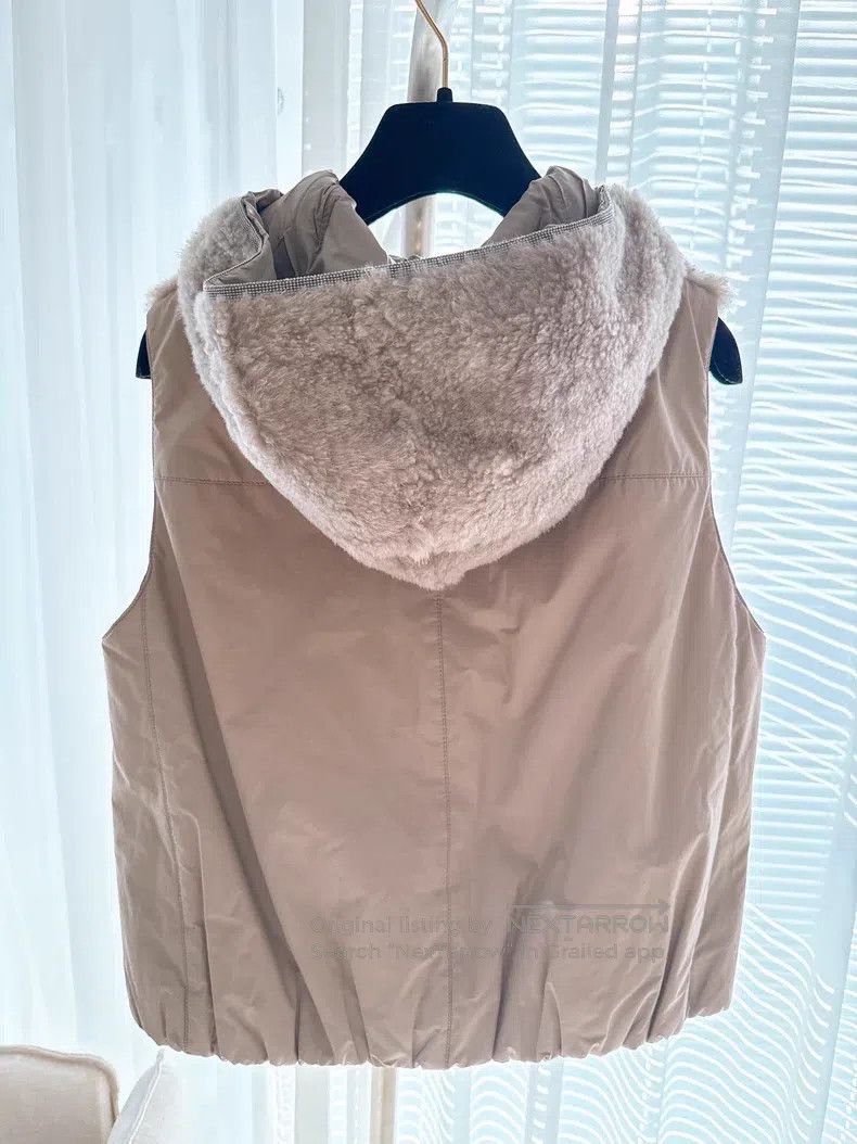 Brunello Cucinelli Brunello Cucinelli Wool Leather Two-Sided Wear Hooded Vest Size XS / US 0-2 / IT 36-38 - 4 Thumbnail