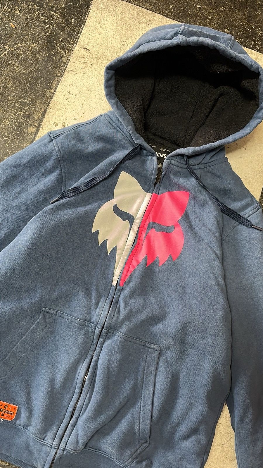 Fox Racing × Vintage Vintage Blue Sherpa Lined Fox Racing Zip-Up Hoodie Size US M / EU 48-50 / 2 - 2 Thumbnail