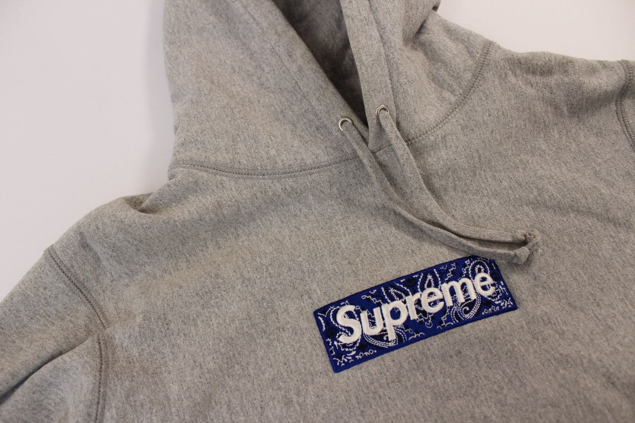 Supreme Supreme Bandana Box Logo Hooded Sweatshirt 'Heather Grey' Size US M / EU 48-50 / 2 - 9 Thumbnail