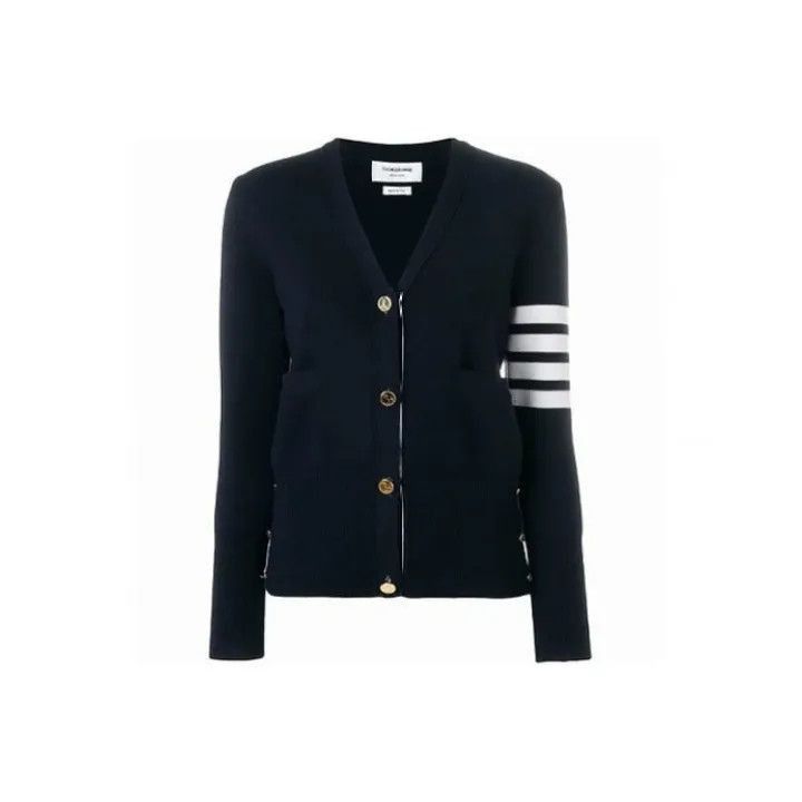 Thom Browne Thom Browne Navy V-Neck Cardigan for Women -2507 Size M / US 6-8 / IT 42-44 - 7 Thumbnail