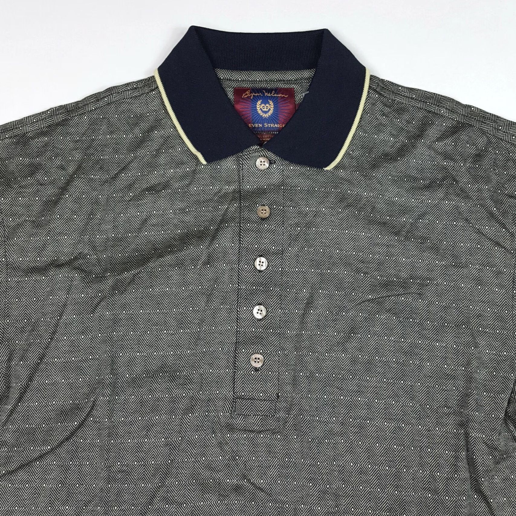 Vintage Gray Diamond Argyle Men's Size Small Retro Short Sleeve Golf Tennis Polo Shirt Size US S / EU 44-46 / 1 - 2 Thumbnail