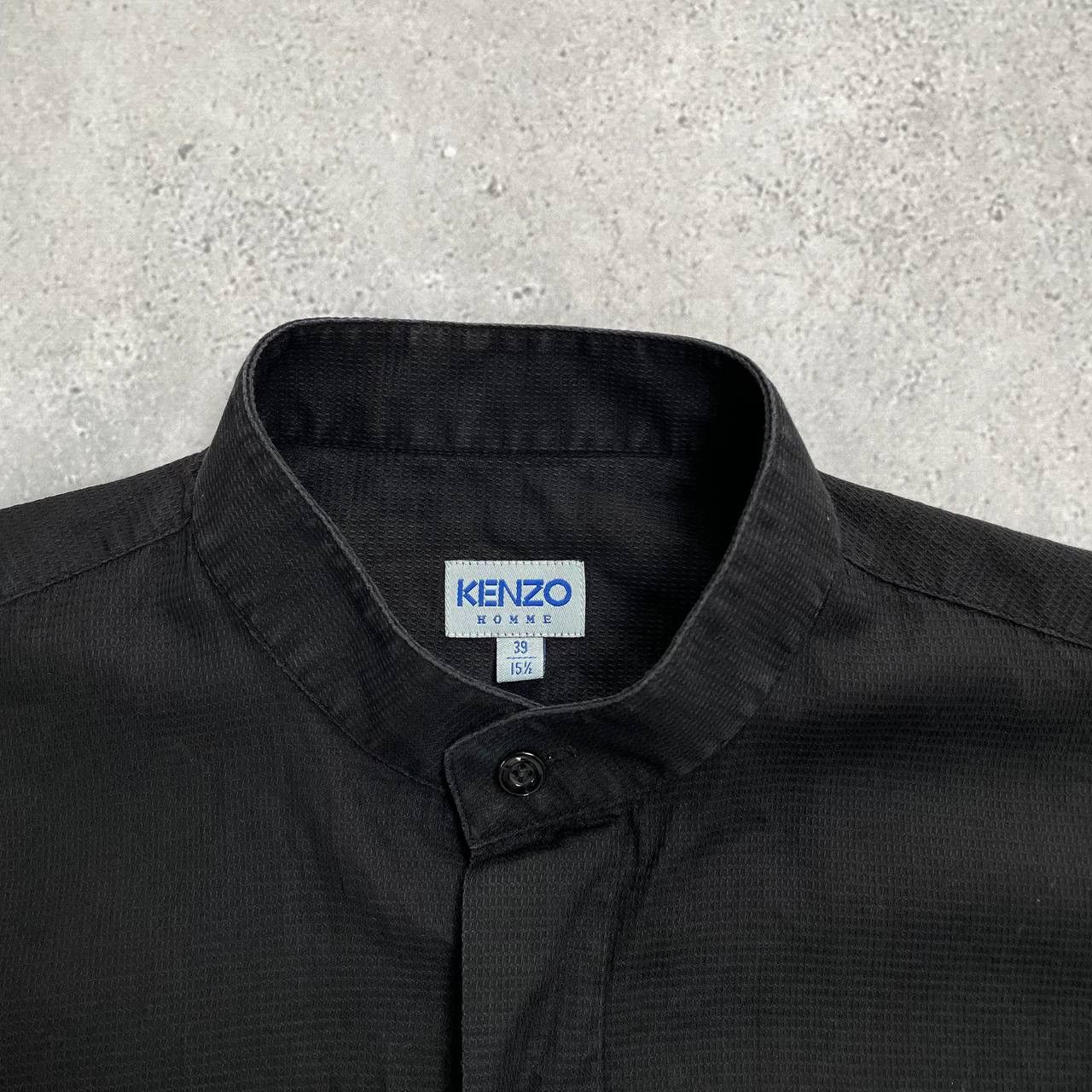 Kenzo × Vintage Vintage Kenzo Homme Nehru Collar LS Button-Up Shirt Black 39 Size US M / EU 48-50 / 2 - 5 Thumbnail