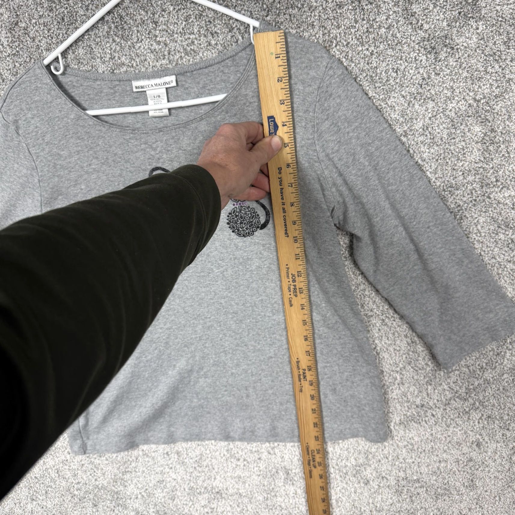 Vintage Rebecca Malone T-Shirt Women Large Heather Gray Jersey 3/4 Sleeve Cat Whimsigoth Size L / US 10 / IT 46 - 2 Thumbnail