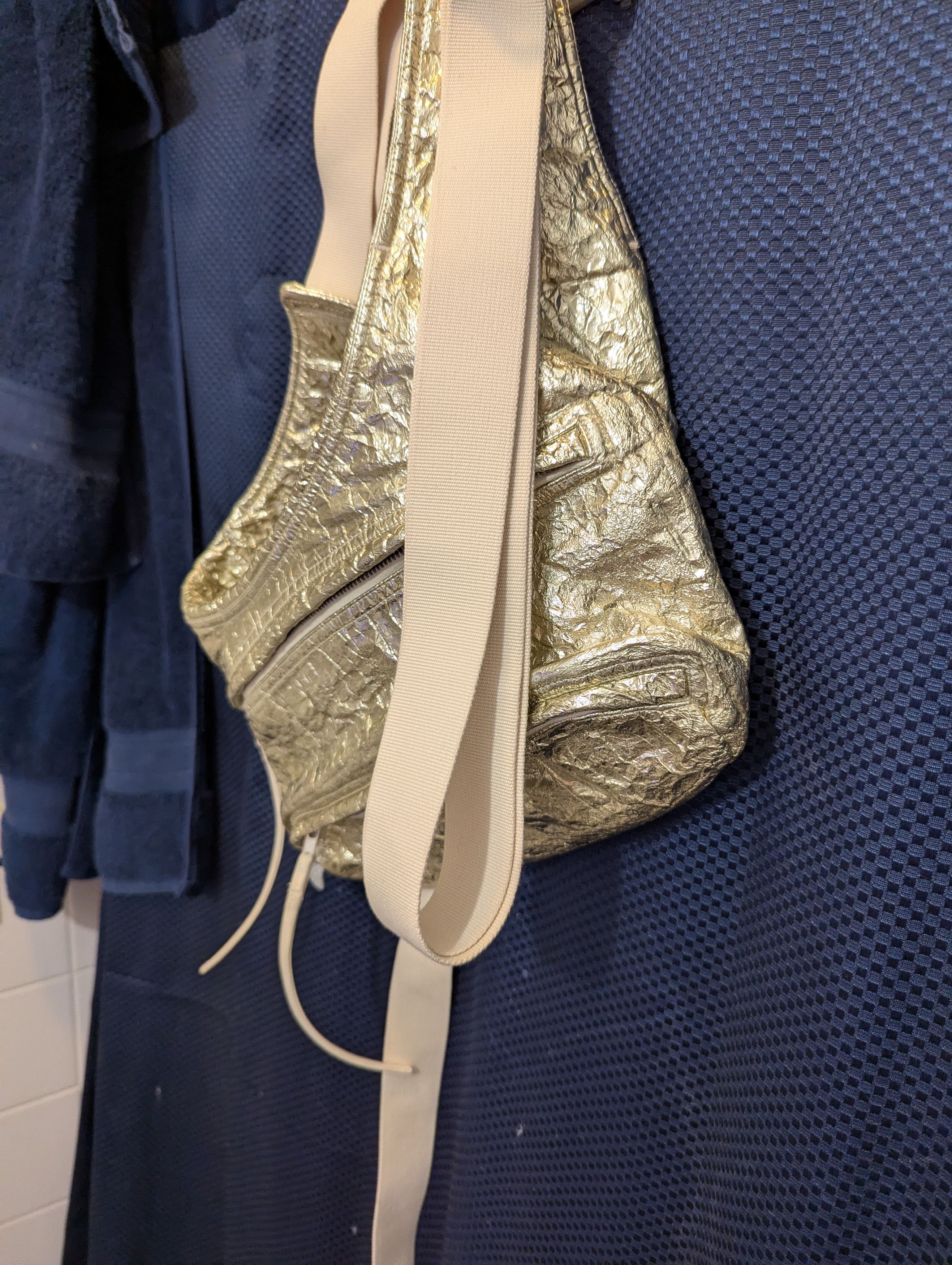 Rick Owens BABEL EUC Gold Leather with ivory cotton strap Size ONE SIZE - 5 Thumbnail