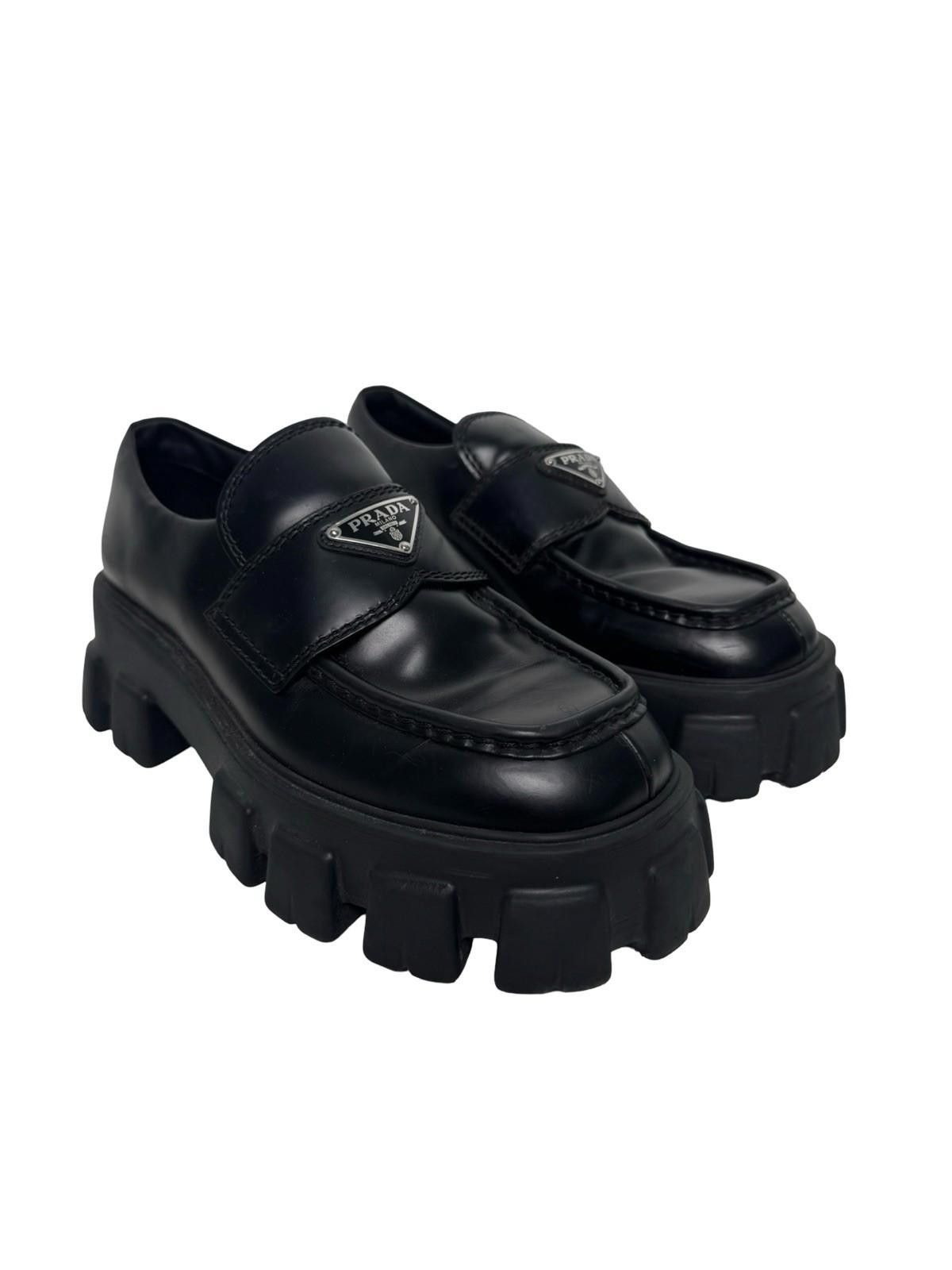 Prada Prada Monolith Loafers Black Leather Women’s Sz 6.5 Size US 7.5 / IT 37.5 - 1 Thumbnail