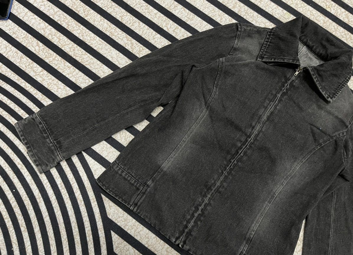 Japanese Brand × Vintage 2000s DIOR INSPIRED DENIM BIKER JACKET ALL BLACK Size S / US 4 / IT 40 - 4 Thumbnail