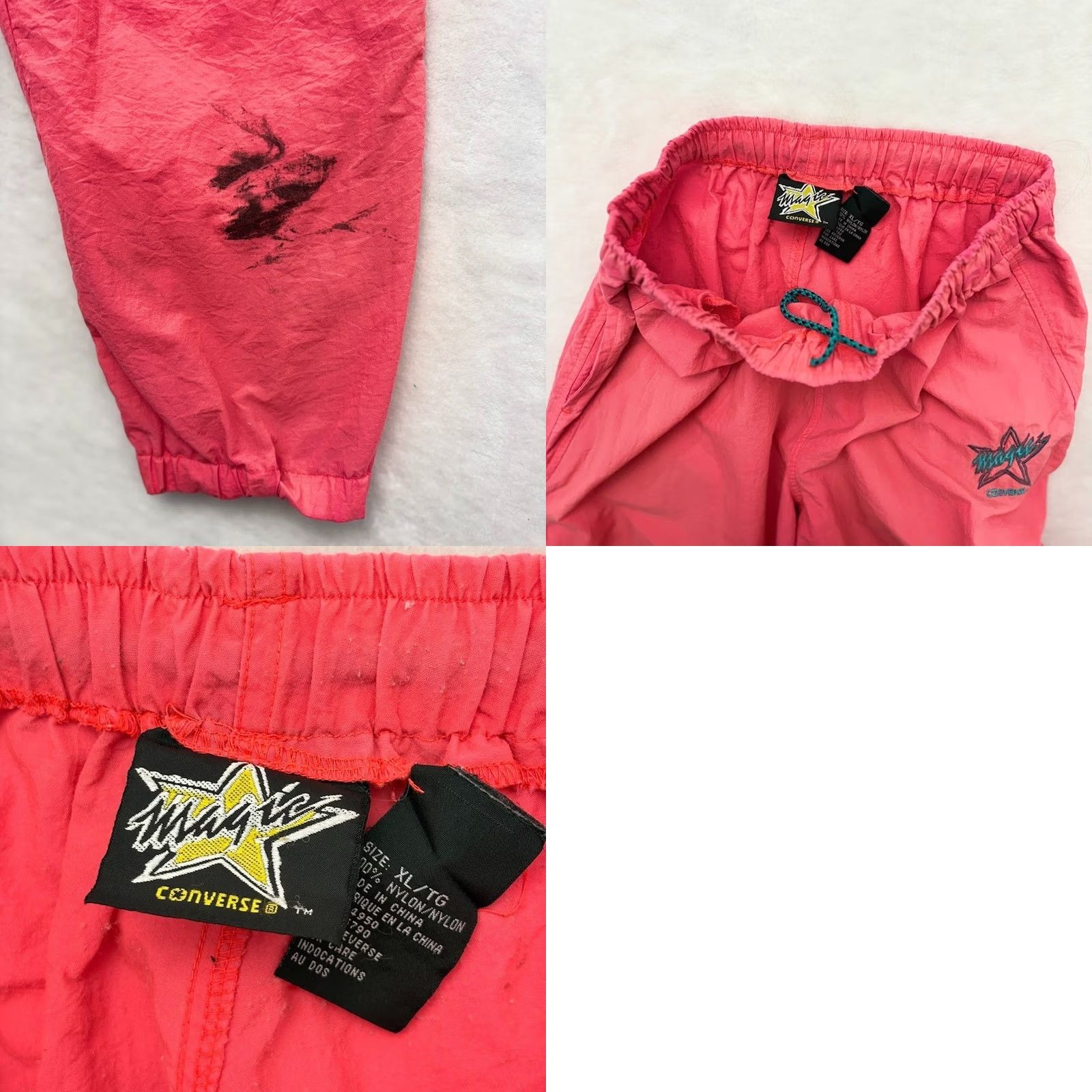 Converse VINTAGE Converse 90s Windbreaker Track Pants Men XL Pink Nylon Track Pants Mens 90s Converse Windbreaker Track Pants Size US 36 / EU 52 - 8 Thumbnail