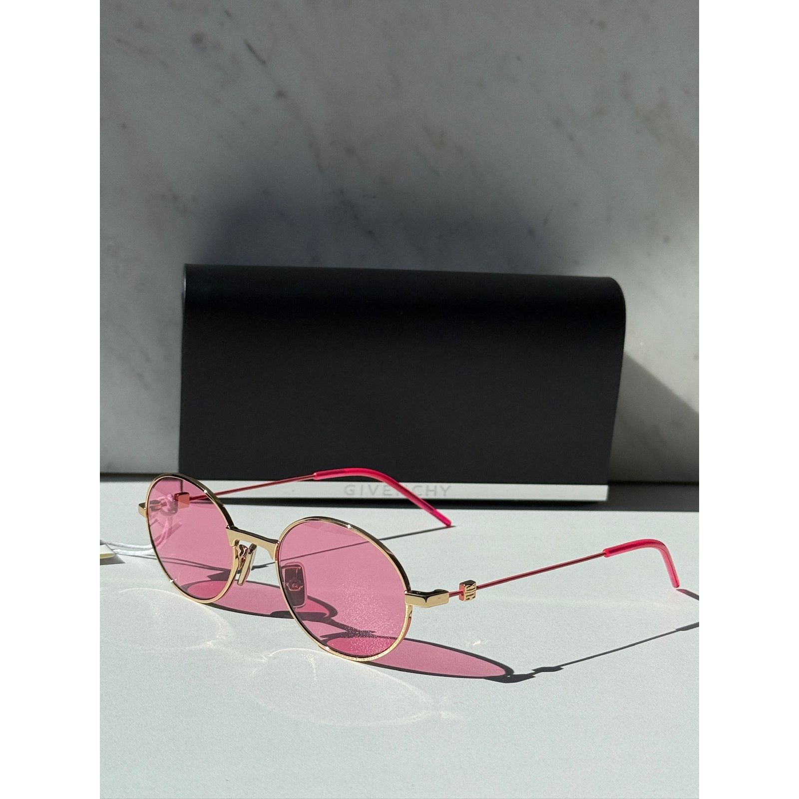 Givenchy NEW Givenchy GV40107U Oval Gold Pink Sunglasses $450 Size ONE SIZE - 6 Thumbnail