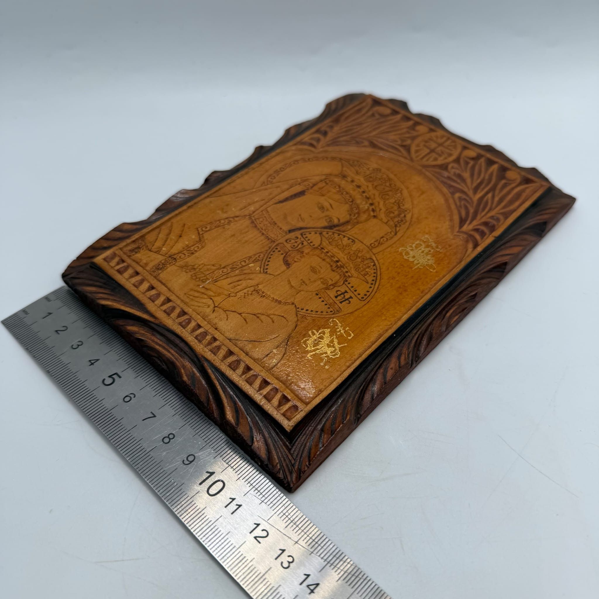 Vintage Vintage Carved Wood Icon Virgin Mary & Child Jesus Size ONE SIZE - 5 Thumbnail