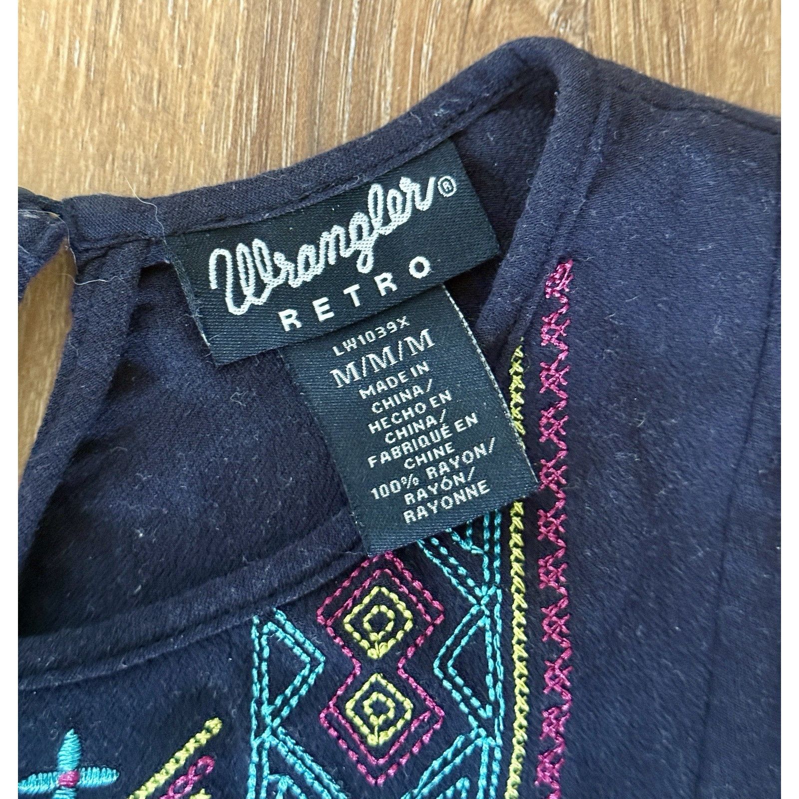 Wrangler Wrangler Retro Black Multicolor Embroidered Aztec Design Top Size M / US 6-8 / IT 42-44 - 8 Thumbnail