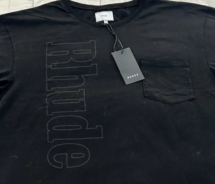 Rhude Logo Pocket Tee - Vintage Black size XL