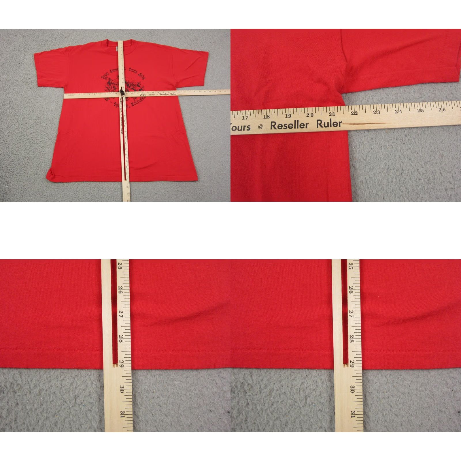 Vintage VINTAGE Oneita Great American Cattle Drive Shirt XL Red USA Shirt Mens XL Red Logo Cotton Polyester T-Shirt USA Vintage Size US XL / EU 56 / 4 - 8 Thumbnail