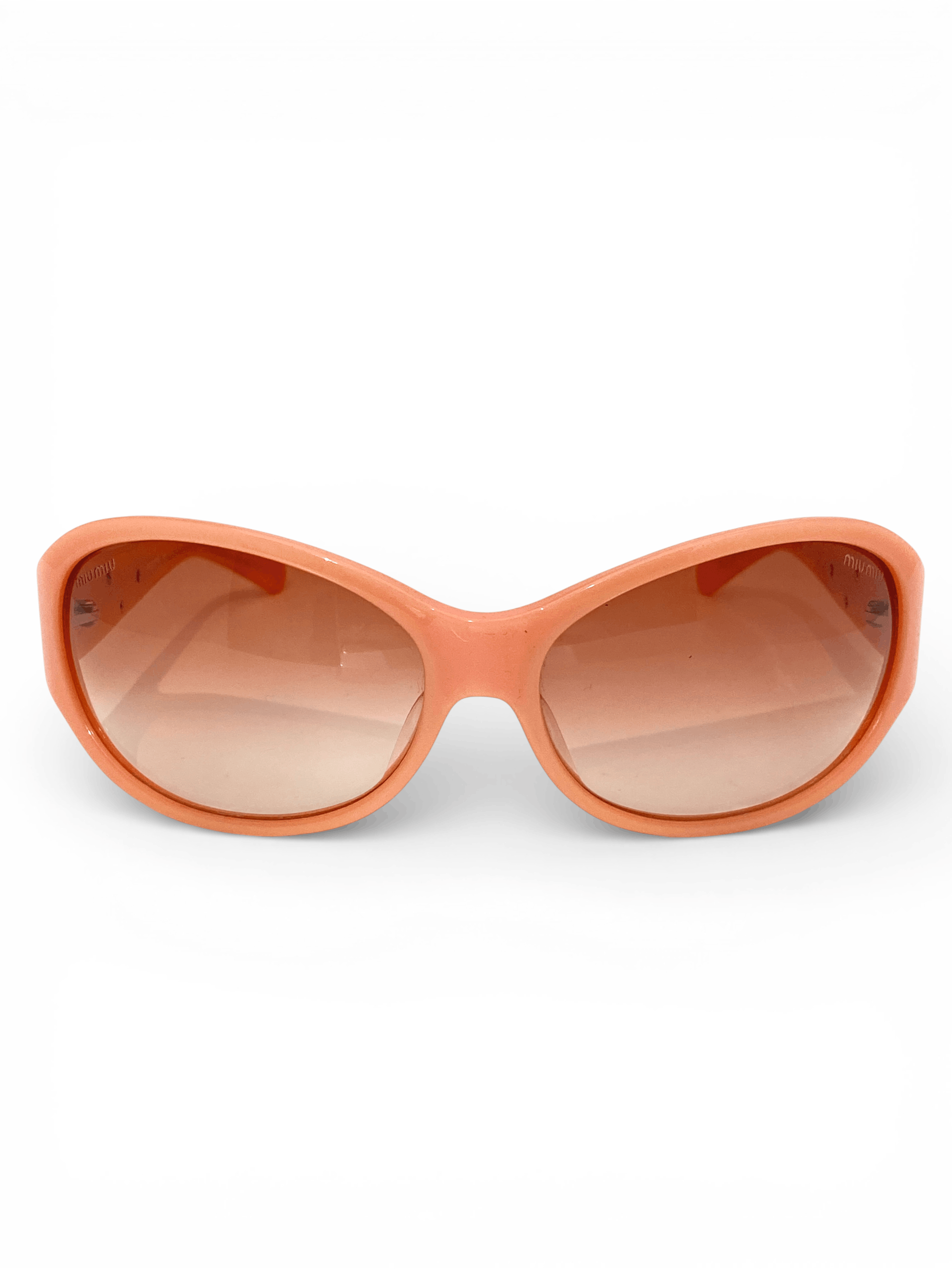 Miu Miu Miu Miu Flower Floral Logo Peach Retro Oval Sunglasses Y2K Size ONE SIZE - 5 Thumbnail