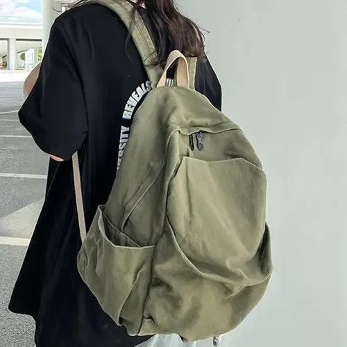 VIBE Fashion Canvas backpack aesthetic Size ONE SIZE - 4 Thumbnail
